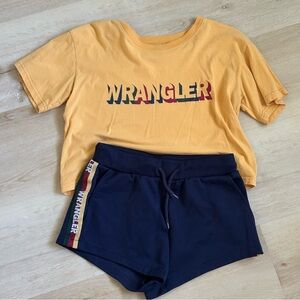 Wrangler Mustard Tee and Navy Shorts Set